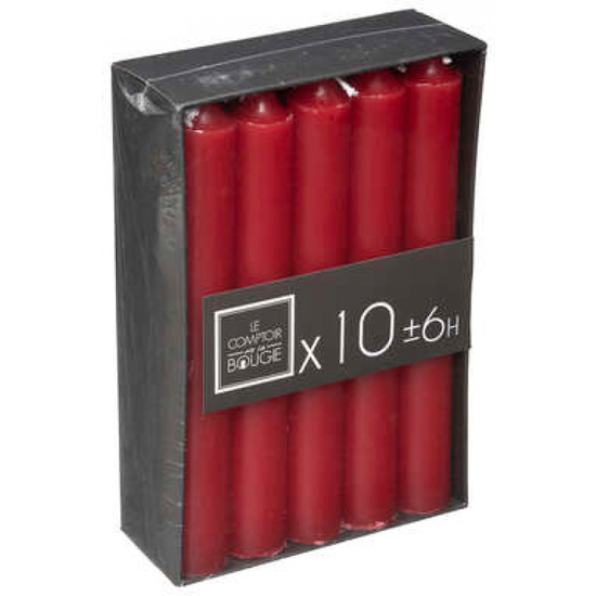 JUEGO DE 10 VELAS ROJAS CON PALOS H.16CM image 1