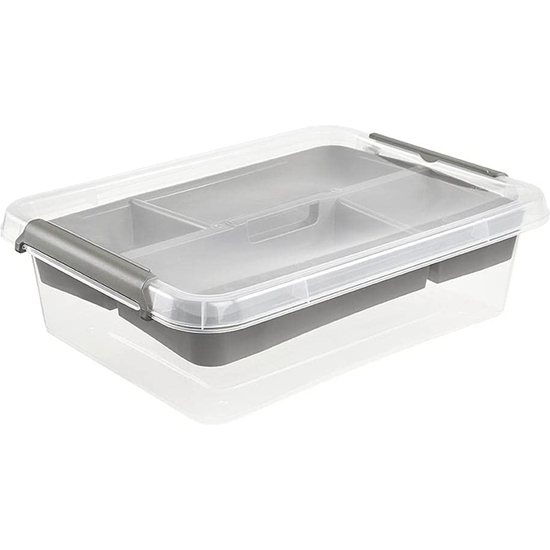 CAJA DE ALMACENAMIENTO / CAJA DE CLIP LARA, 8,5 LITROS, MODULAR APILABLE, TAPA CON CLIP PARA CERRAR, TRANSPARENTE image 6