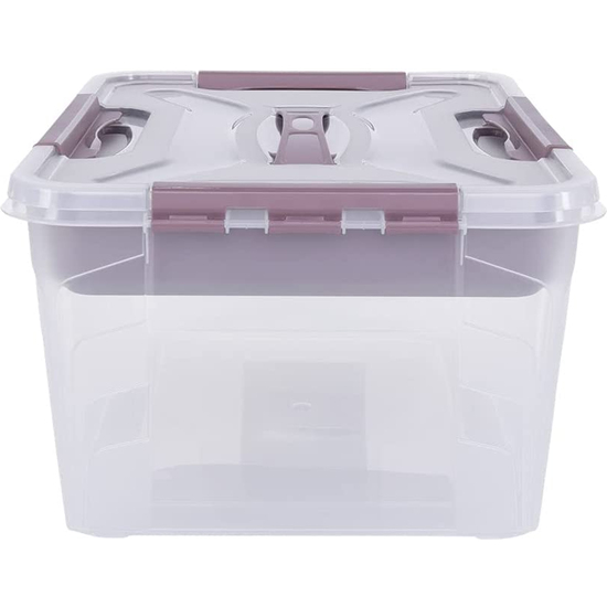 CAJA DE ALMACENAJE CON TAPA CON ASA, INCLUYE BANDEJA ORGANIZADORA, 39 X 29 X 18 CM, 15,3 L, HUBERT+HILDA, TRANSPARENTE/TAUPE (GRIS) image 2