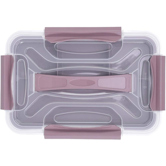 CAJA DE ALMACENAJE CON TAPA CON ASA, INCLUYE BANDEJA ORGANIZADORA, 39 X 29 X 18 CM, 15,3 L, HUBERT+HILDA, TRANSPARENTE/TAUPE (GRIS) image 5