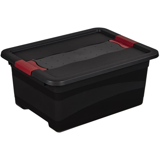 CONTENEDOR DE TRANSPORTE CON TAPA Y CIERRE DESLIZANTE, EXTRA ROBUSTA, 39.5 X 29.5 X 17.5 CM, 12 L, ECKHART, GRIS GRAFITO image 0