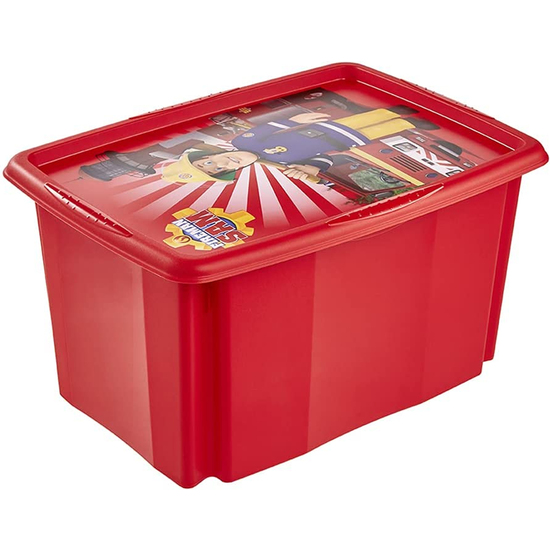 CAJA DE ALMACENAMIENTO CON DECORACIÓN, CON TAPA, 45 LITROS, 55,5X40X30, SAM EL BOMBERO, COLECCIÓN PAULINA image 1
