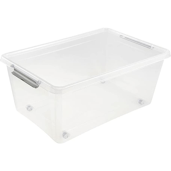 CAJA DE ALMACENAMIENTO CLIPBOX LARS, 40 L, 58 X 39 X 25, CON RUEDAS, TAPA CON CLIP PARA CERRAR, TRANSPARENTE image 1