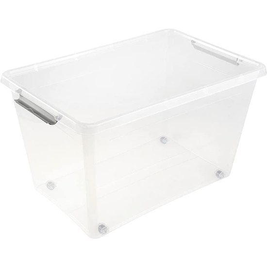 CAJA DE ALMACENAMIENTO CLIPBOX LARS, 60 L, 58 X 39 X 35, CON RUEDAS, TAPA CON CLIP PARA CERRAR, TRANSPARENTE image 1