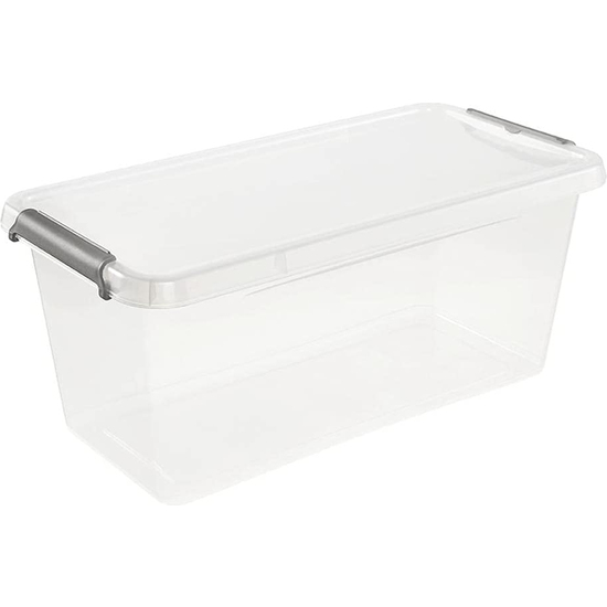 CAJA DE ALMACENAMIENTO / CAJA DE CLIP LARA, 8,35 LITROS, MODULAR APILABLE, TAPA CON CLIP PARA CERRAR, TRANSPARENTE image 0