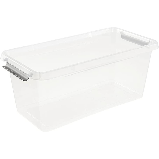 CAJA DE ALMACENAMIENTO / CAJA DE CLIP LARA, 8,35 LITROS, MODULAR APILABLE, TAPA CON CLIP PARA CERRAR, TRANSPARENTE image 1