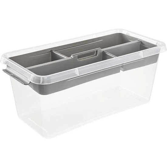 CAJA DE ALMACENAMIENTO / CAJA DE CLIP LARA, 8,35 LITROS, MODULAR APILABLE, TAPA CON CLIP PARA CERRAR, TRANSPARENTE image 3