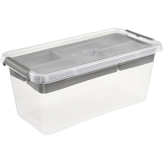 CAJA DE ALMACENAMIENTO / CAJA DE CLIP LARA, 8,35 LITROS, MODULAR APILABLE, TAPA CON CLIP PARA CERRAR, TRANSPARENTE image 6