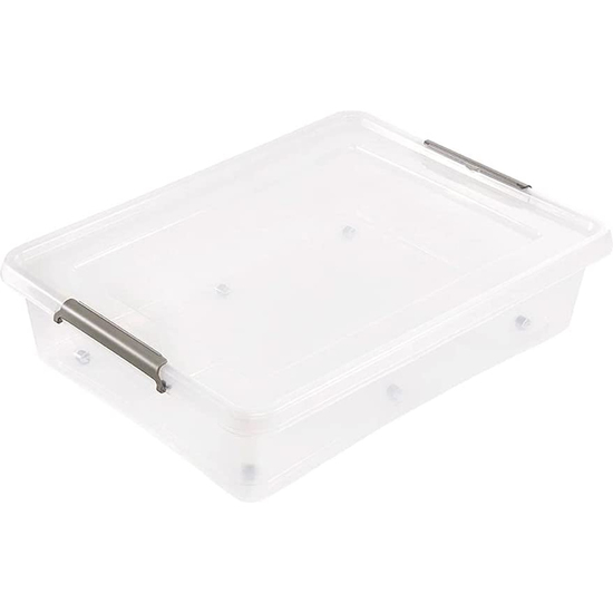 CAJA DE ALMACENAMIENTO CLIPBOX LARS, 61 L, 76 X 57 X 18, CON RUEDAS, TAPA CON CLIP PARA CERRAR, TRANSPARENTE image 0