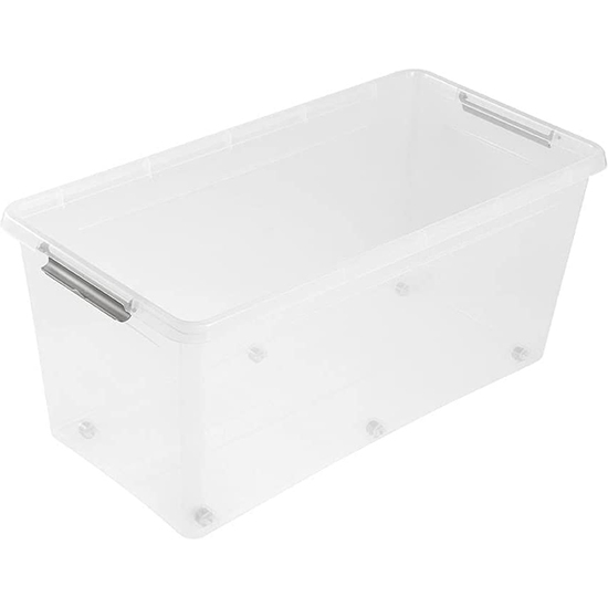 CAJA DE ALMACENAMIENTO CLIPBOX LARS, 75 L, 76 X 39 X 35, CON RUEDAS, TAPA CON CLIP PARA CERRAR, TRANSPARENTE image 1