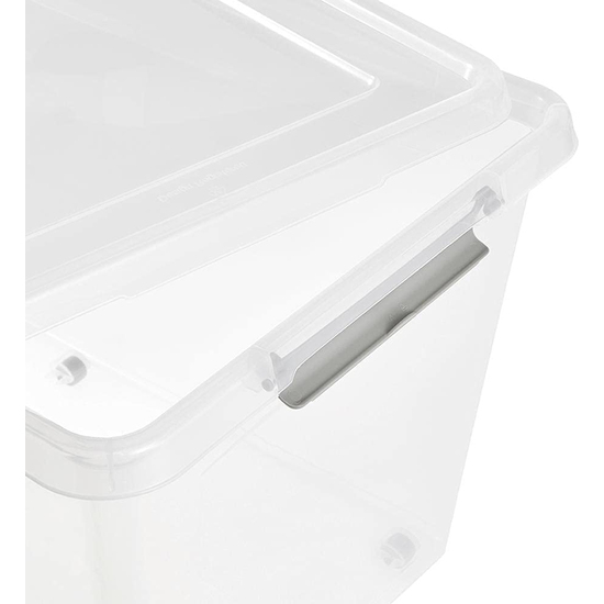 CAJA DE ALMACENAMIENTO CLIPBOX LARS, 75 L, 76 X 39 X 35, CON RUEDAS, TAPA CON CLIP PARA CERRAR, TRANSPARENTE image 4