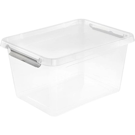 CAJA DE ALMACENAMIENTO / CAJA CON CIERRE CLIP LARISSA, CON ASA, 15,5 L, TRANSPARENTE image 1