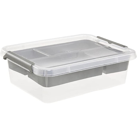 CAJA DE ALMACENAMIENTO/CLIPBOX LARA, 1,15 L, MODULAR APILABLE, TAPA CON CLIP PARA CERRAR, TRANSPARENTE image 3