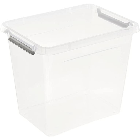 CAJA DE ALMACENAMIENTO / CAJA DE CLIP LARA, 3 LITROS, MODULAR APILABLE, TAPA CON CLIP PARA CERRAR, TRANSPARENTE image 1