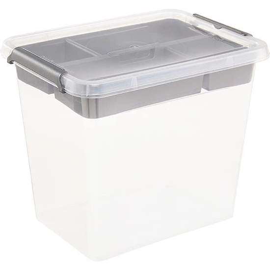 CAJA DE ALMACENAMIENTO / CAJA DE CLIP LARA, 3 LITROS, MODULAR APILABLE, TAPA CON CLIP PARA CERRAR, TRANSPARENTE image 6