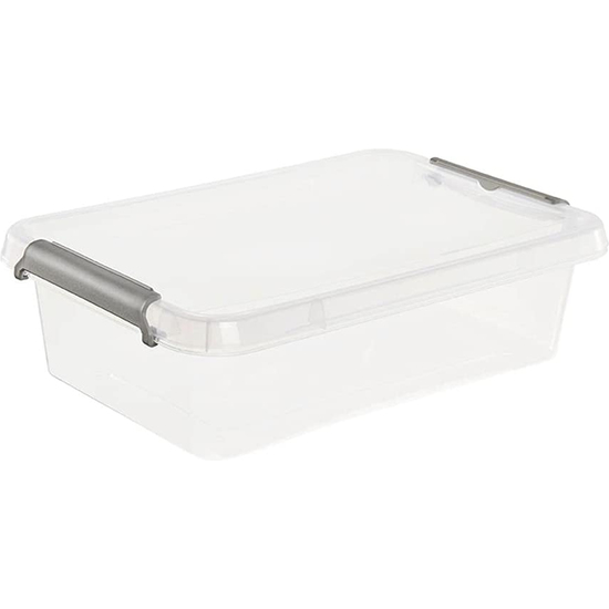 CAJA DE ALMACENAMIENTO / CAJA DE CLIP LARA, 3,1 LITROS, MODULAR APILABLE, TAPA CON CLIP PARA CERRAR, TRANSPARENTE image 0