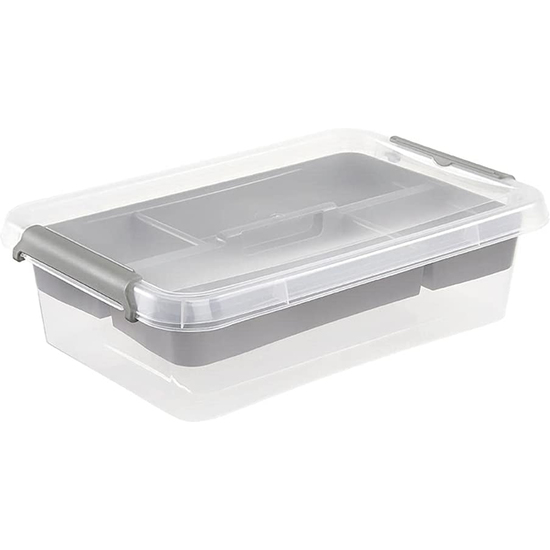 CAJA DE ALMACENAMIENTO / CAJA DE CLIP LARA, 3,1 LITROS, MODULAR APILABLE, TAPA CON CLIP PARA CERRAR, TRANSPARENTE image 6