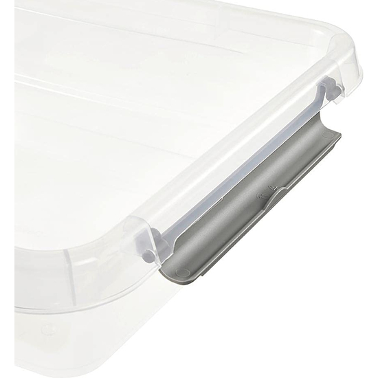 CAJA DE ALMACENAMIENTO / CAJA DE CLIP LARA, 6 LITROS, MODULAR APILABLE, TAPA CON CLIP PARA CERRAR, TRANSPARENTE image 4