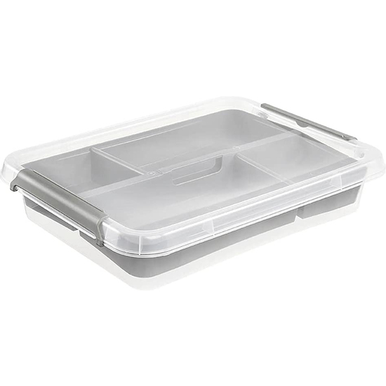 CAJA DE ALMACENAMIENTO / CAJA DE CLIP LARA, 6 LITROS, MODULAR APILABLE, TAPA CON CLIP PARA CERRAR, TRANSPARENTE image 6