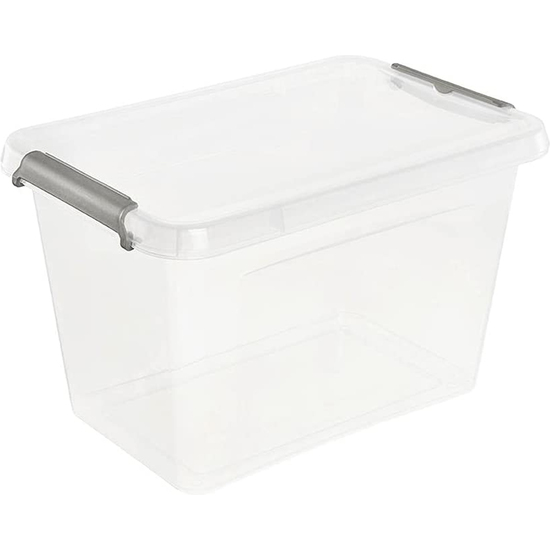 CAJA DE ALMACENAMIENTO / CAJA DE CLIP LARA, 6,5 LITROS, MODULAR APILABLE, TAPA CON CLIP PARA CERRAR, TRANSPARENTE image 0