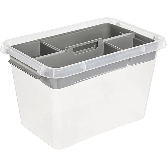 CAJA DE ALMACENAMIENTO / CAJA DE CLIP LARA, 6,5 LITROS, MODULAR APILABLE, TAPA CON CLIP PARA CERRAR, TRANSPARENTE image 5