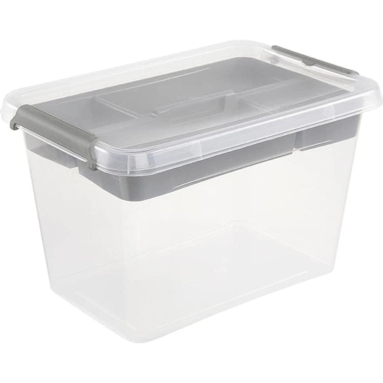 CAJA DE ALMACENAMIENTO / CAJA DE CLIP LARA, 6,5 LITROS, MODULAR APILABLE, TAPA CON CLIP PARA CERRAR, TRANSPARENTE image 6