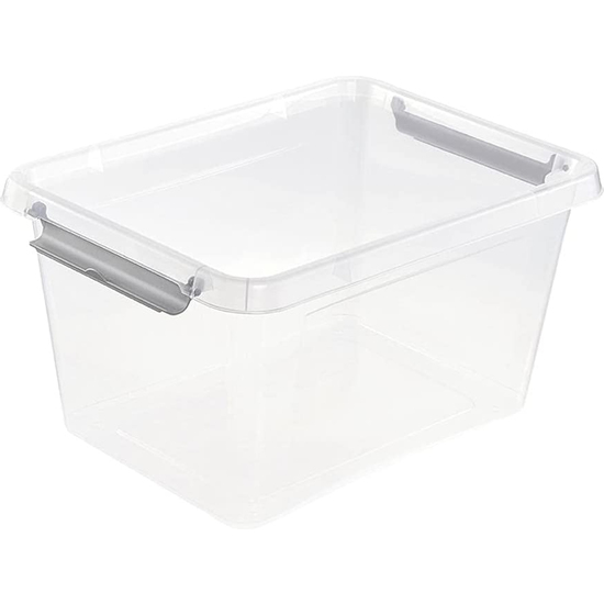 CAJA DE ALMACENAMIENTO / CAJA DE CLIP LARA, 15,5 LITROS, MODULAR APILABLE, TAPA CON CLIP PARA CERRAR, TRANSPARENTE image 1