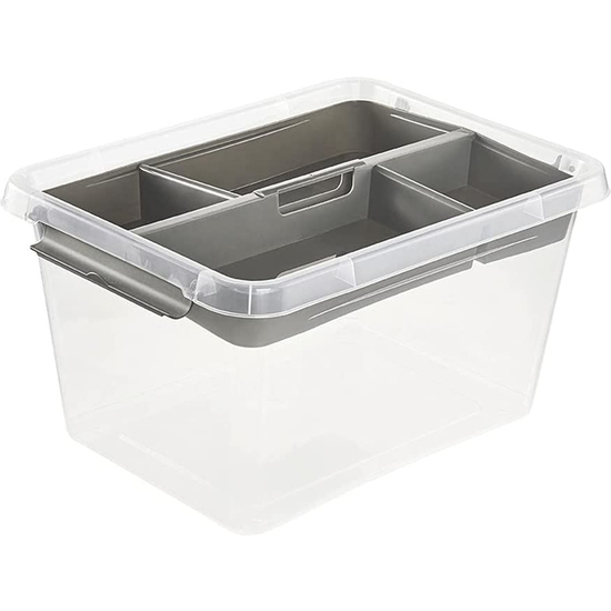 CAJA DE ALMACENAMIENTO / CAJA DE CLIP LARA, 15,5 LITROS, MODULAR APILABLE, TAPA CON CLIP PARA CERRAR, TRANSPARENTE image 5