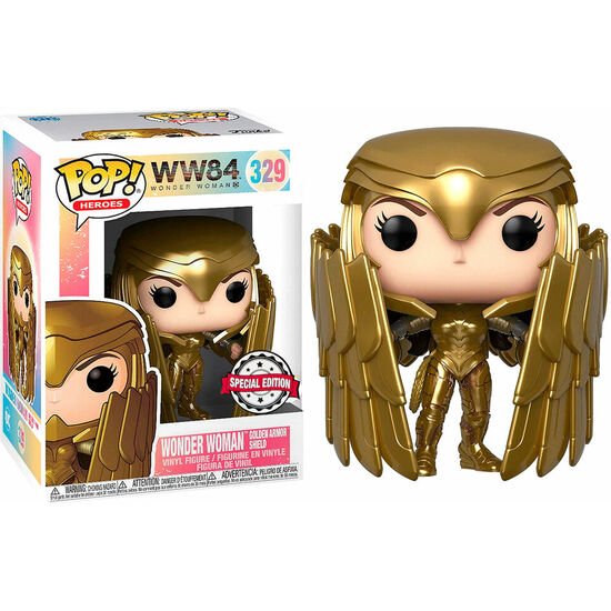 FIGURA POP DC COMICS WONDER WOMAN 84 - WONDER WOMAN GOLD SHIELD METALLIC EXCLUSIVE image 0