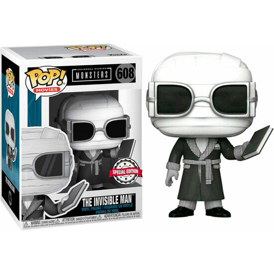 FIGURA POP UNIVERSAL MONSTERS INVISIBLE MAN BLACK AND WHITE EXCLUSIVE image 0