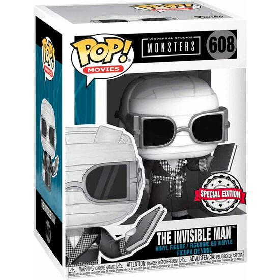 FIGURA POP UNIVERSAL MONSTERS INVISIBLE MAN BLACK AND WHITE EXCLUSIVE image 1