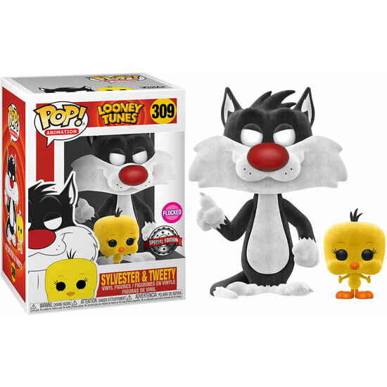 SET FIGURA POP & TEE LOONEY TUNES SYLVESTRE AND TWEETY FLOCKED EXCLUSIVE image 1