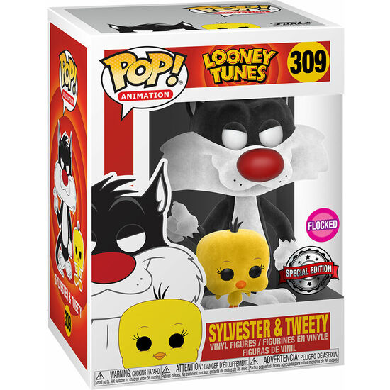 SET FIGURA POP & TEE LOONEY TUNES SYLVESTRE AND TWEETY FLOCKED EXCLUSIVE image 3