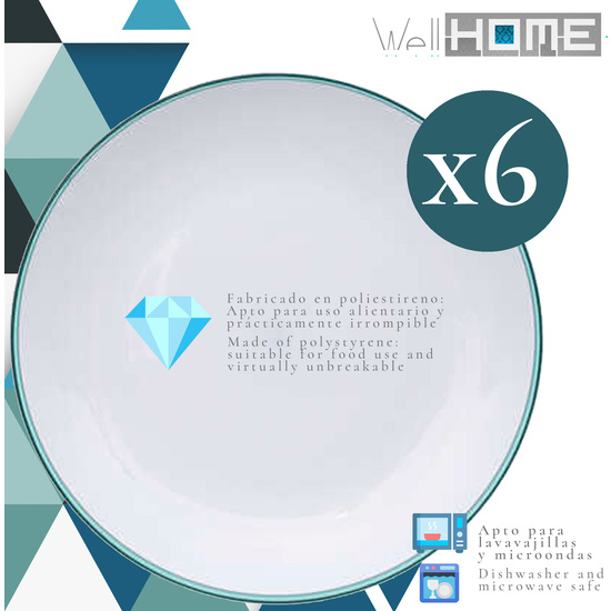 JUEGO DE 6 PLATOS AZULES WELLHOME. image 1