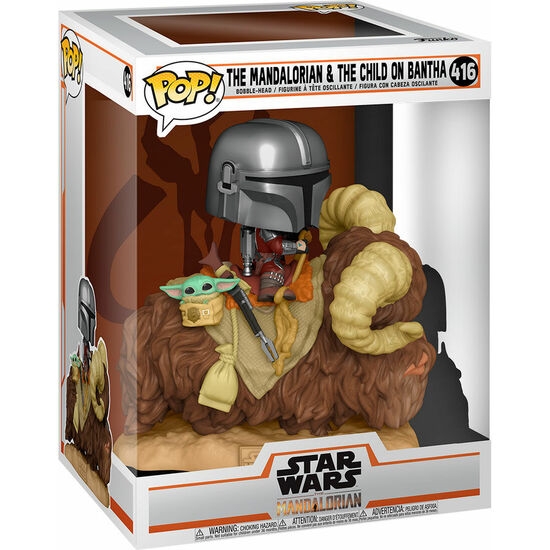 FIGURA POP STAR WARS THE MANDALORIAN MANDO ON BANTHA WITH CHILD IN BAG image 2