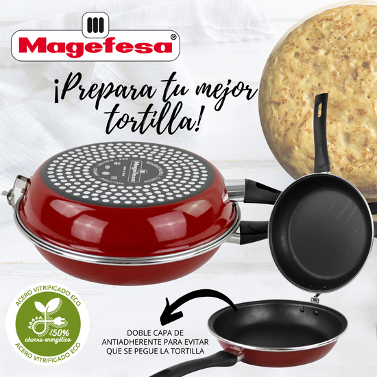 MAGEFESA PRAGA SARTÉN TORTILLA 20, ACERO ESMALTADO VITRIFICADO GRANATE image 1