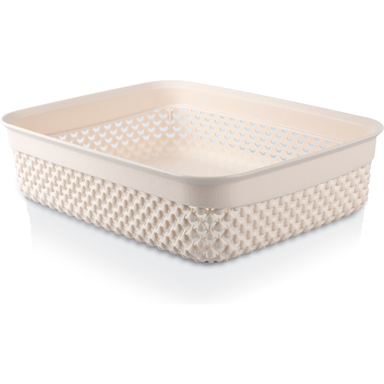 CESTA RESINA RECTANGULAR BAJA CREMA 2,2L 7HOUSE  image 0