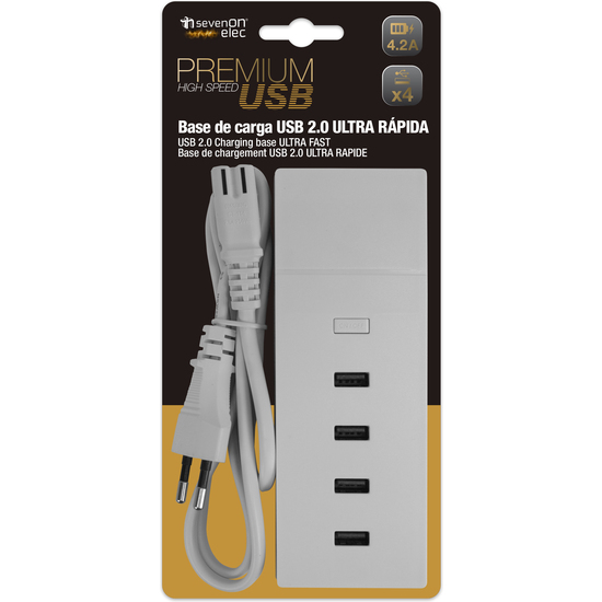 BASE DE CARGA ULTRA RAPIDA 4 USB 4,2A 17HSEVENON ELEC PREMIUM  image 0