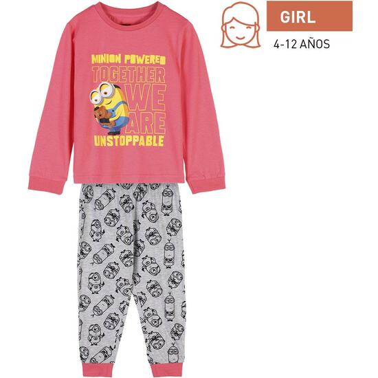 PIJAMA LARGO SINGLE JERSEY MINIONS DARK PINK image 0