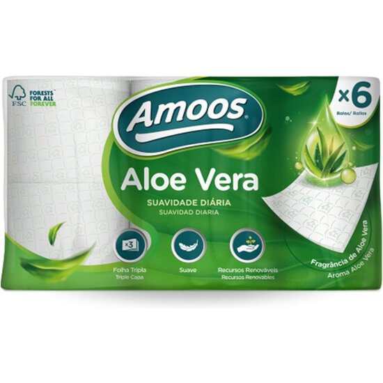 PAPEL HIGIENICO AMOOS ALOE VERA 6 ROLLOS 3 CAPAS image 0