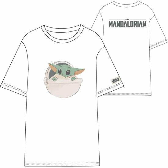 CAMISETA CORTA SINGLE JERSEY THE MANDALORIAN GROGU WHITE image 0