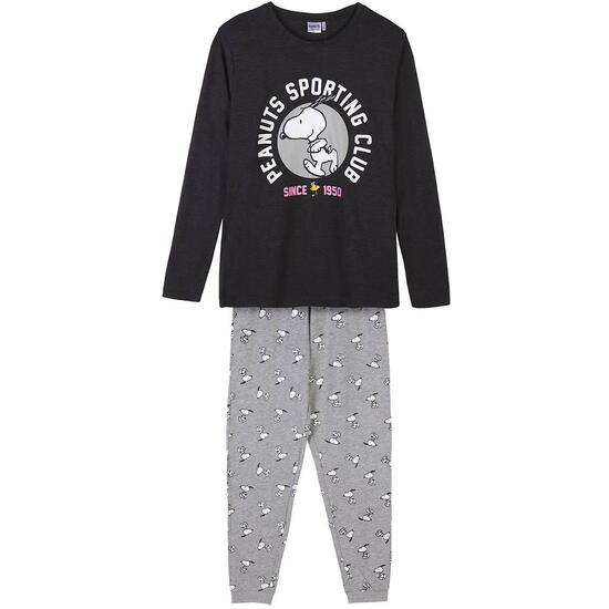 PIJAMA LARGO SINGLE JERSEY SNOOPY GRAY image 0