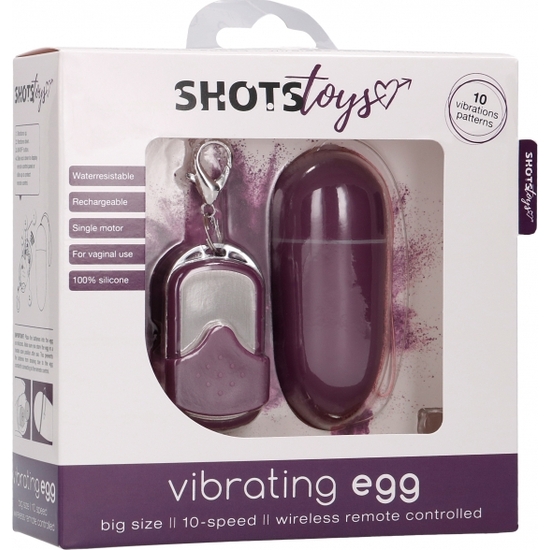 VIBRATING EGG LARGE 10 SPEED REMOTE CONTROLLED PURPLE image 1