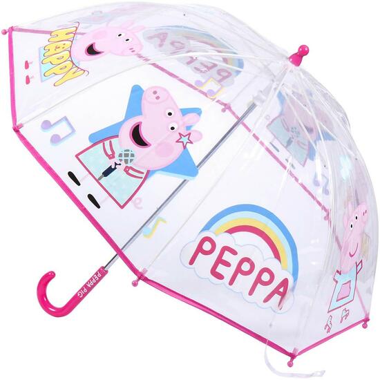 PARAGUAS MANUAL POE BURBUJA PEPPA PIG PINK image 0