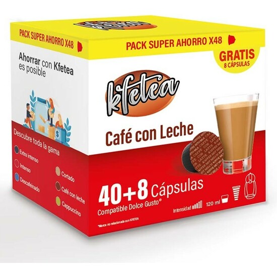 CAFÉ CON LECHE DOLCE GUSTO COMPATIBLE MARCA KFETEA 48 CÁPSULAS image 0