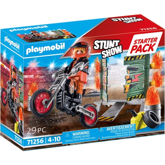 PLAYMOBIL STUNTSHOW STARTER PACK MOTO CON PARED DE FUEGO image 0