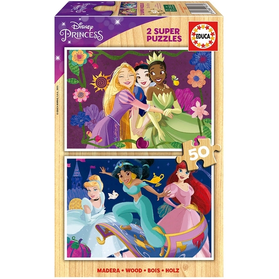 PRINCESAS DISNEY PUZZLE 2X50 PIEZAS DE MADERA image 0