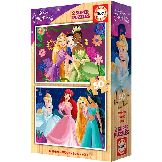 PRINCESAS DISNEY PUZZLE 2X50 PIEZAS DE MADERA image 2