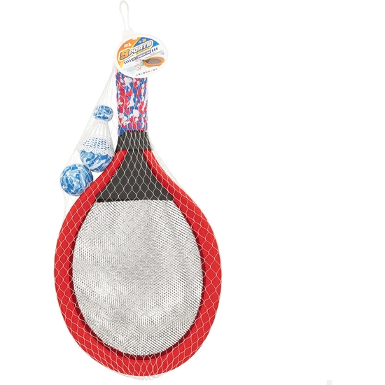 SET 2 RAQUETAS TENNIS Y BADMINTONG CON PELOTAS Y PLUMA 49 CM image 2