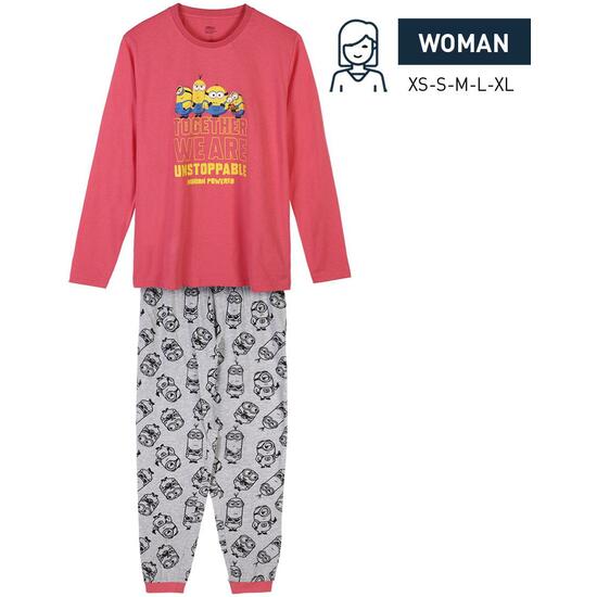 PIJAMA LARGO SINGLE JERSEY MINIONS DARK PINK image 0